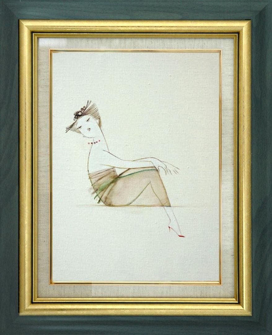 油絵 菅家令子 絵 絵画 インテリア 額付(黒) F4-080315 人物 女性