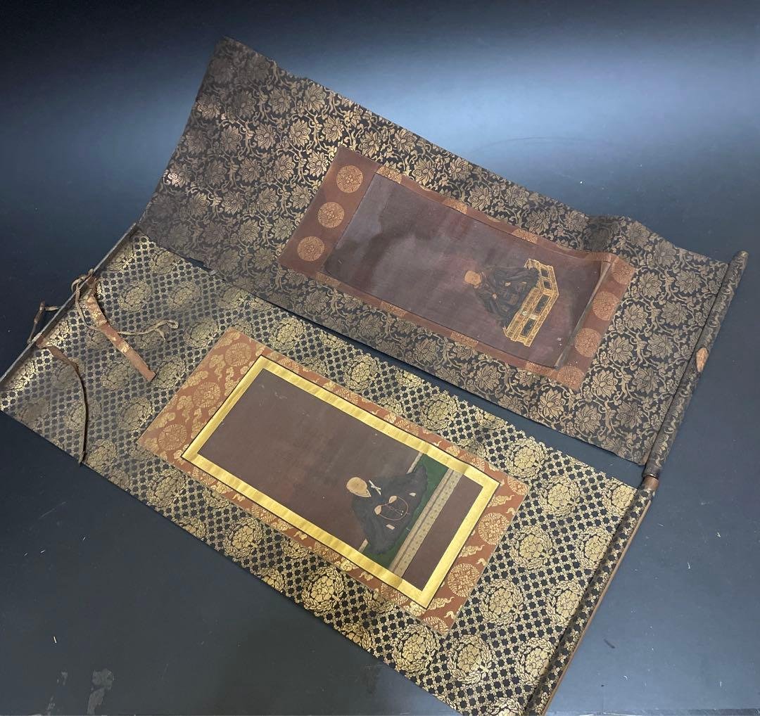 江戸時代　絹本　行信遠慶宿録　掛け軸2個